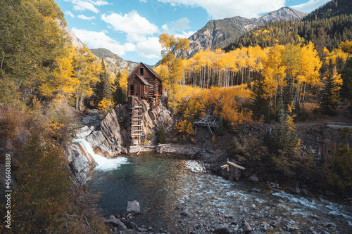 Old Crystal Mill Colorado Fall colors forest mountains Aspen photo