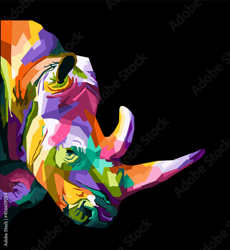 Fényképezés colorful rhino pop art portrait premium vector isolated decoration animal wildli