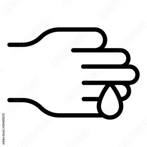 Blood test hand icon outline vector. Finger drop. Level glucose