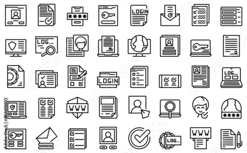 Registration icons set outline vector. Account create. New register
