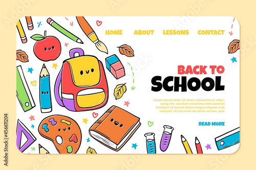 hand drawn back school vector design illustration landing page template