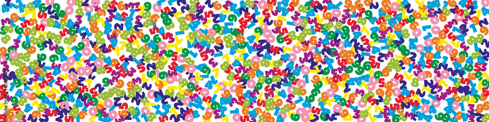 Falling colorful numbers. Math study concept with flying digits. Creative back to school mathematics banner on white background. Falling numbers vector illustration. Falling colorful numbers. Math study concept with flying digits. Creative back to school mathematics banner on white background. Falling numbers vector illustration.