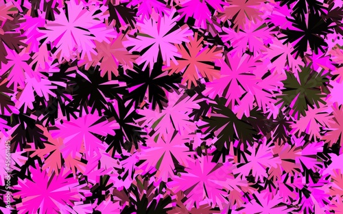 Dark Pink, Yellow vector doodle backdrop with flowers.