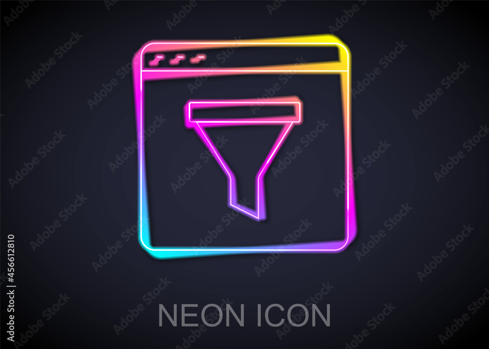 Glowing neon line Browser window icon isolated on black background. Vector Glowing neon line Browser window icon isolated on black background. Vector