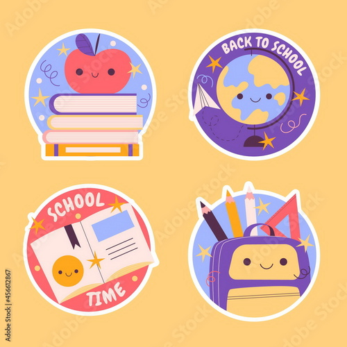 naive back school vector design illustration stickers collection