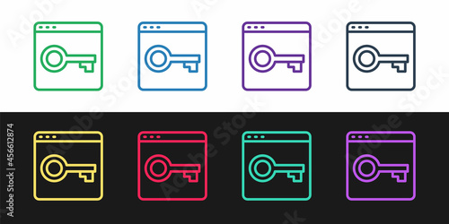Set line Secure your site with HTTPS, SSL icon isolated on black and white background. Internet communication protocol. Vector