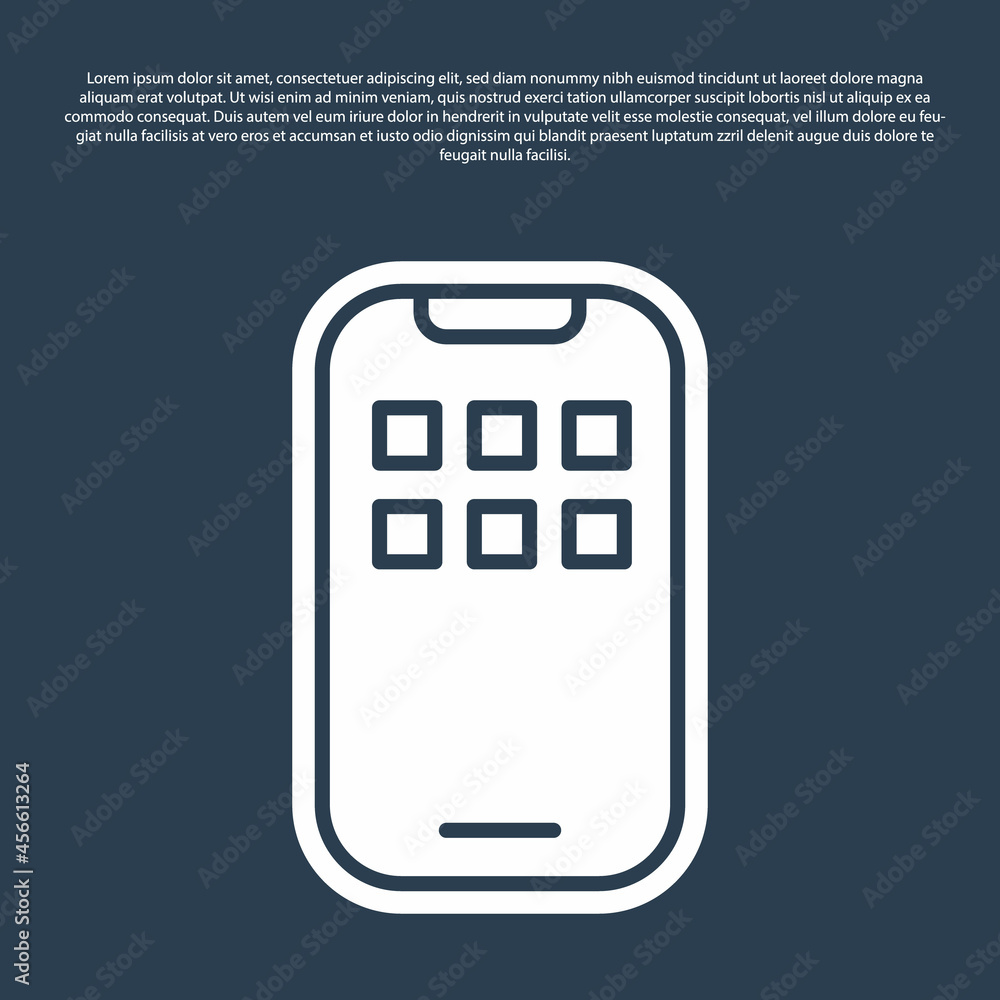 Blue line Mobile Apps icon isolated on blue background. Smartphone with screen icons, applications. mobile phone showing screen. Vector Blue line Mobile Apps icon isolated on blue background. Smartphone with screen icons, applications. mobile phone showing screen. Vector