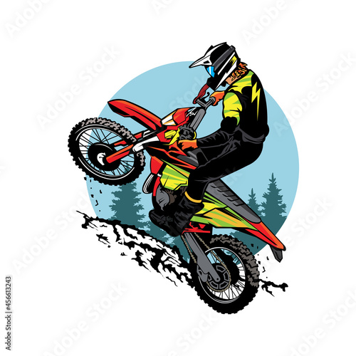 Dirt bike extreme sport vector illustration, perfect for tshirt design and competition logo