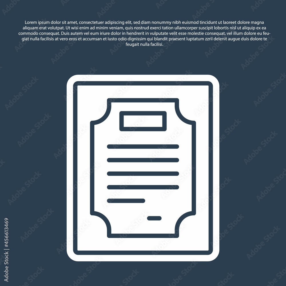 Blue line Certificate template icon isolated on blue background. Achievement, award, degree, grant, diploma concepts. Vector Blue line Certificate template icon isolated on blue background. Achievement, award, degree, grant, diploma concepts. Vector