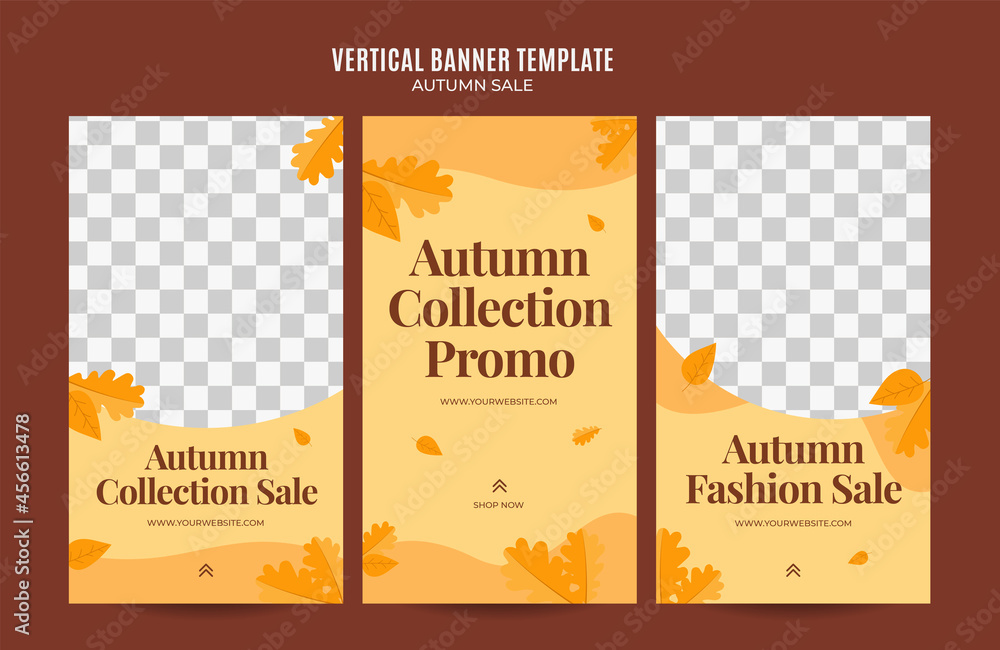 autumn vertical banner design template Premium Vector for social media post, web banner and flyer