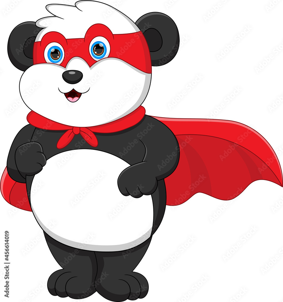 Naklejka premium cute panda wearing a superhero costume