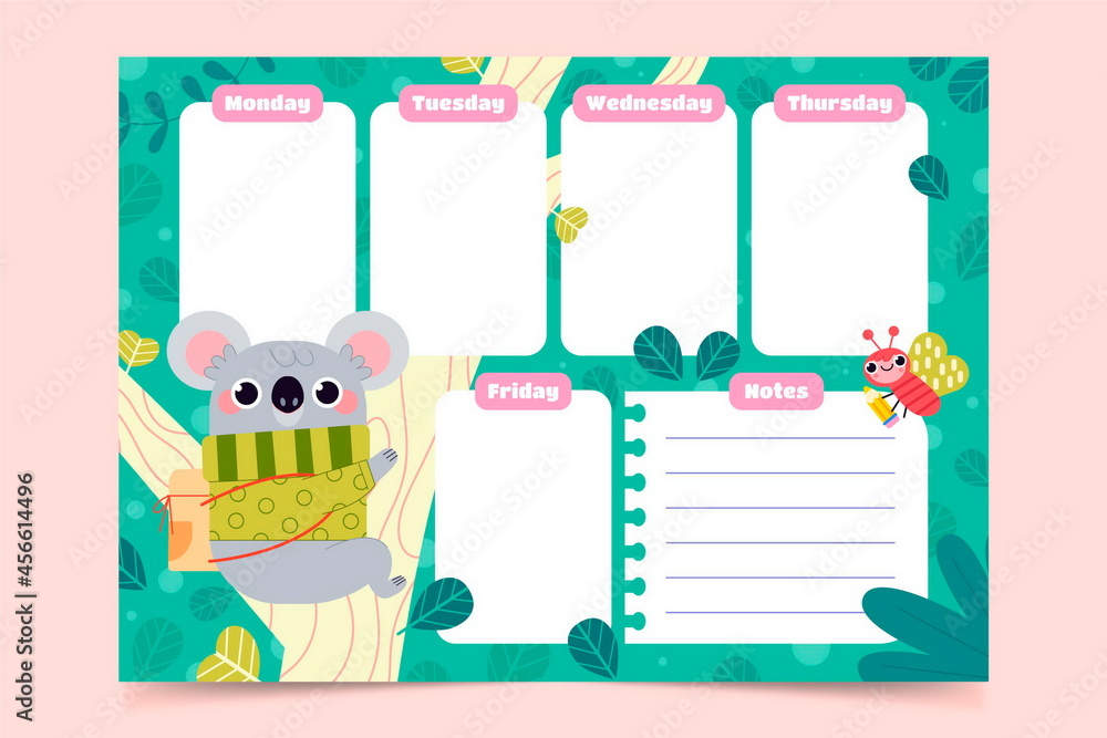flat back school vector design illustration timetable template flat back school vector design illustration timetable template