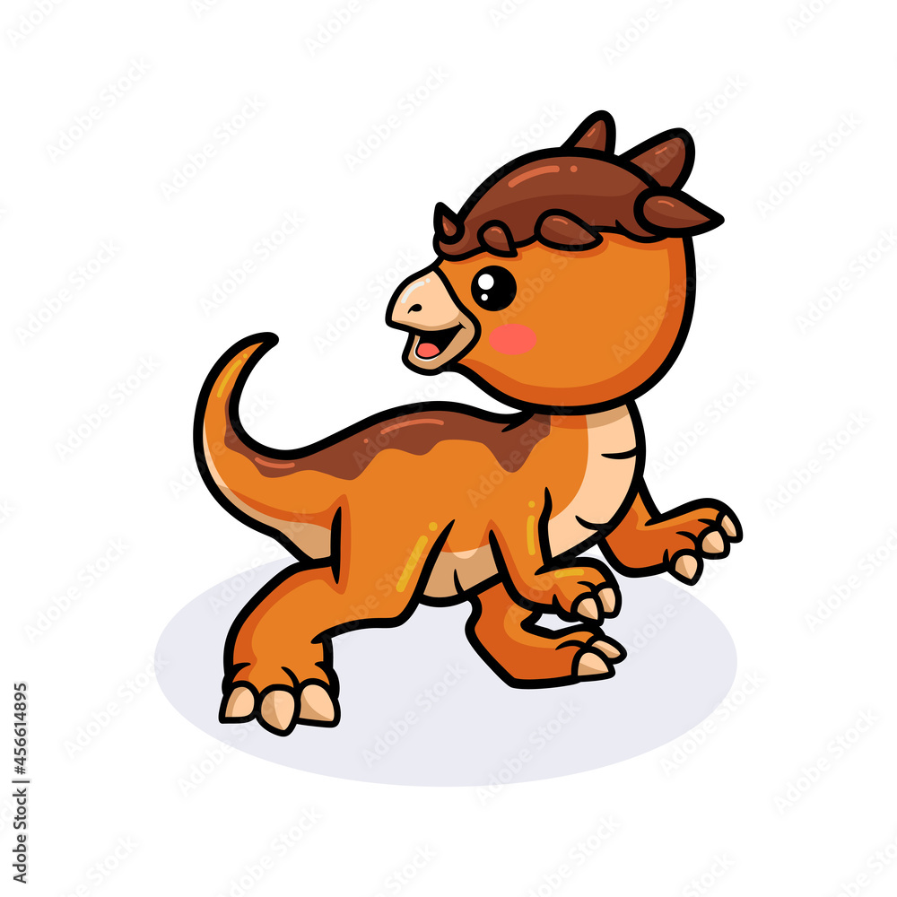 Cute little pachycephalosaurus dinosaur cartoon Cute little pachycephalosaurus dinosaur cartoon