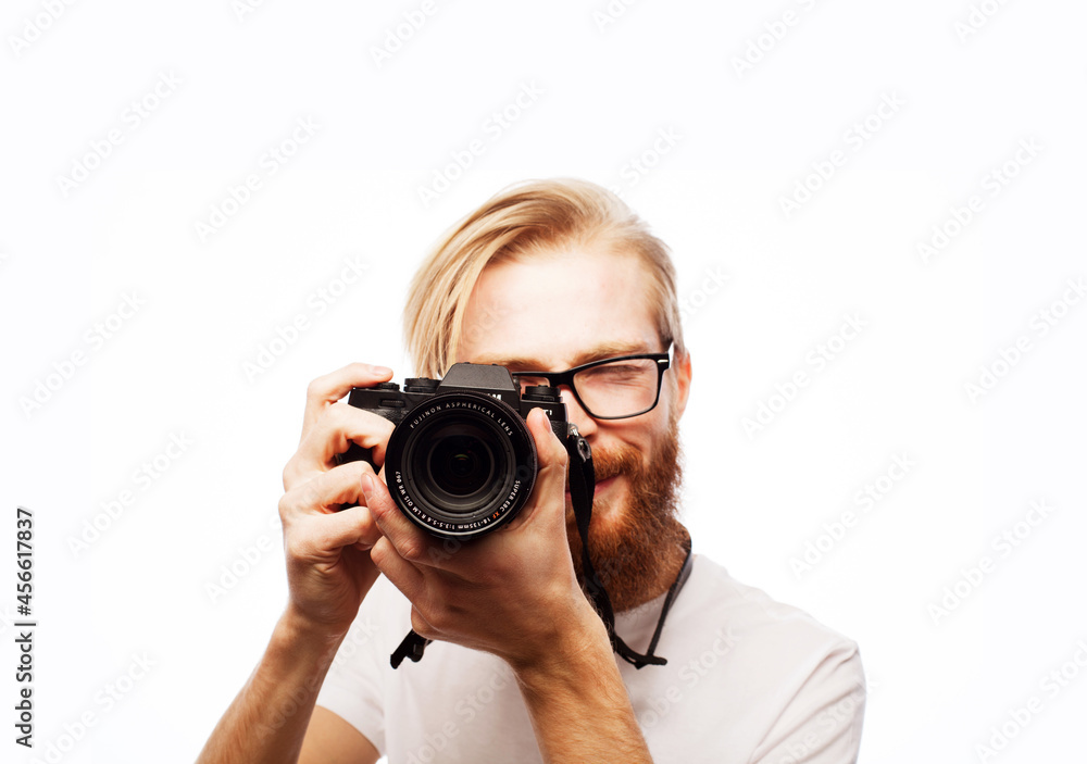 bearded man photographer with professional camera taking pictures photo shooting bearded man photographer with professional camera taking pictures photo shooting
