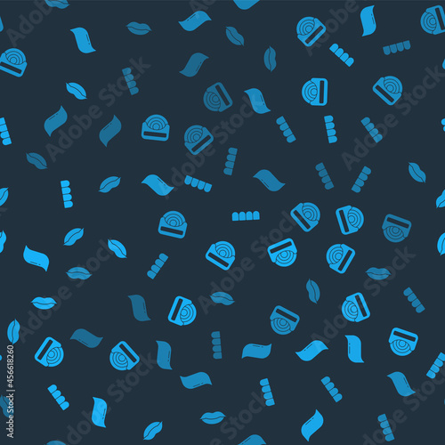 Set Toothpaste, Dental floss, Dentures model and Smiling lips on seamless pattern. Vector