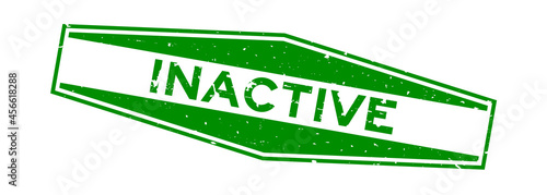 Grunge green inactive word hexagon rubber seal stamp on white background
