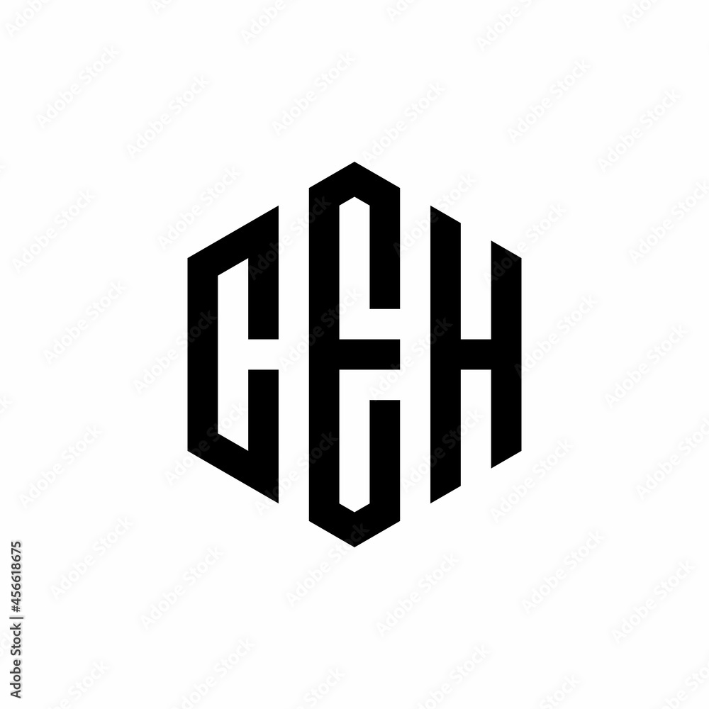 CEH Initial three letter logo hexagon