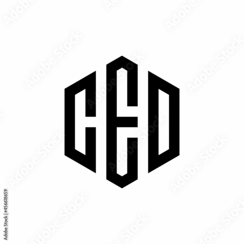 CED Initial three letter logo hexagon