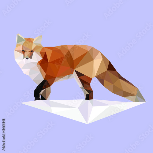 Φωτογραφία an abstract fox. the fox is drawn in the style of triangulation