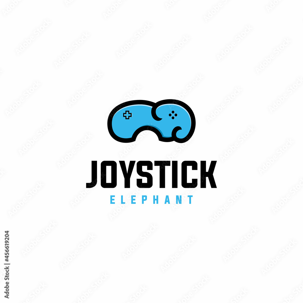 Elephant Joystick Logo Design. a logo with two meanings which means elephant and game joystick. flat minimalist logo and cartoon style Elephant Joystick Logo Design. a logo with two meanings which means elephant and game joystick. flat minimalist logo and cartoon style