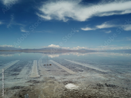 amazing flooded salt flats with mirror effect in Argentina