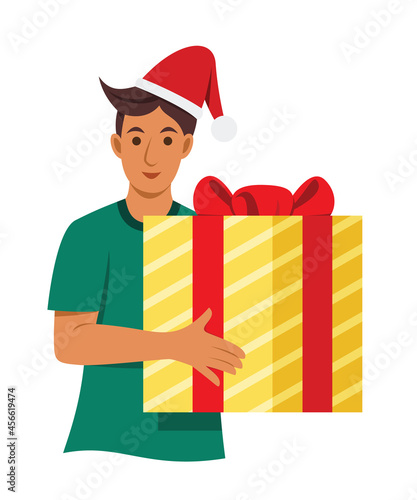 Man Hold a Big Box of Present for Special Occasion.