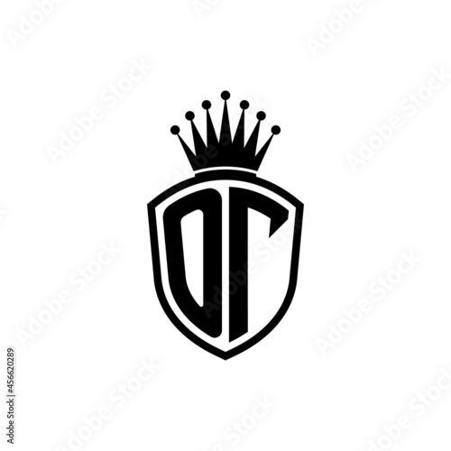 Monogram logo with shield and crown black simple OI