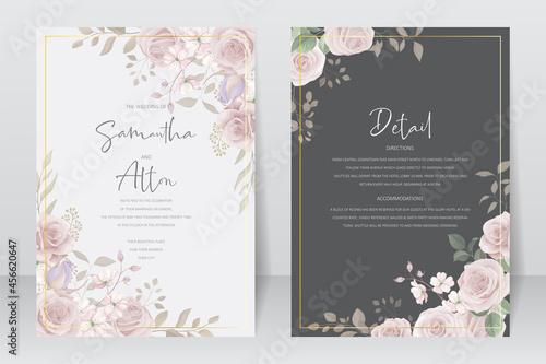 Beautiful flower wedding invitation card template