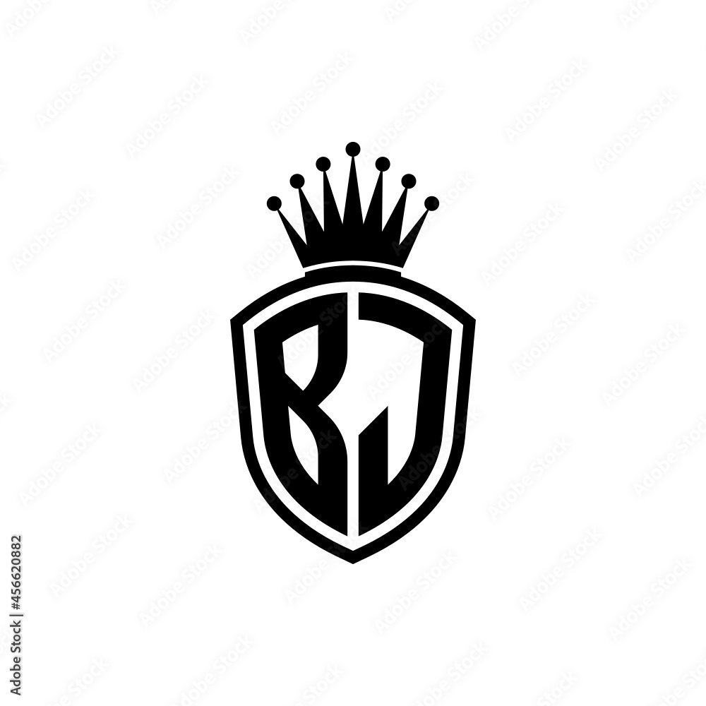 Monogram logo with shield and crown black simple BJ Monogram logo with shield and crown black simple BJ