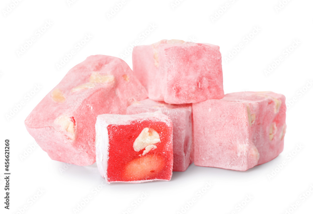 Natural Turkish delight on white background Natural Turkish delight on white background