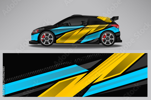 Wrap car vector design decal. Graphic abstract line racing background design for vehicle  race car  rally  adventure livery camouflage.