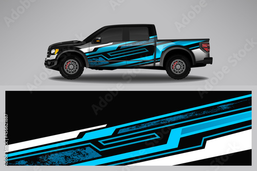 Wrap car vector design decal. Graphic abstract line racing background design for vehicle  race car  rally  adventure livery camouflage.