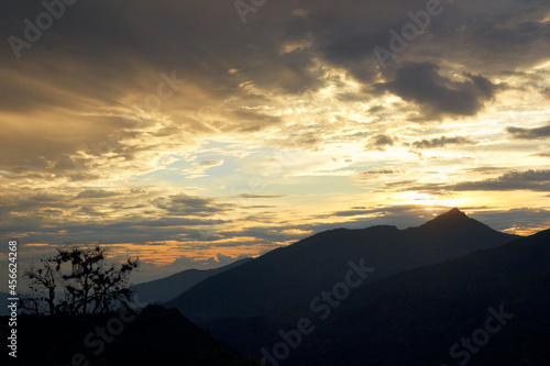 Sunset in the mountains of Colombia colorful