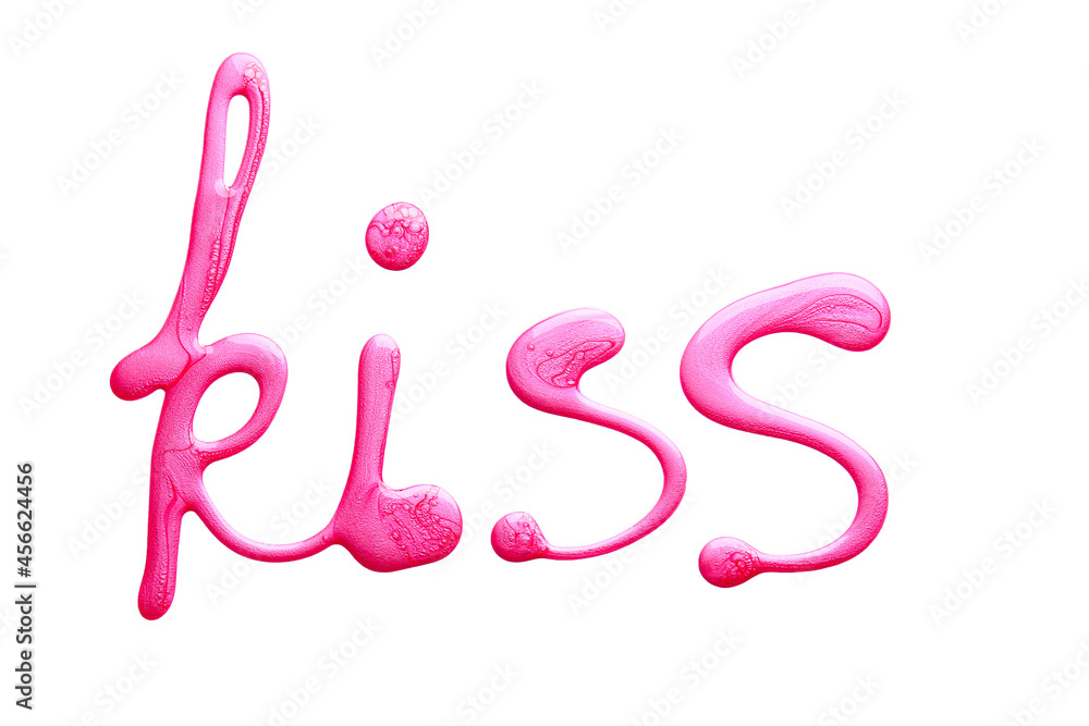 Obraz premium Word KISS written by nail polish on white background