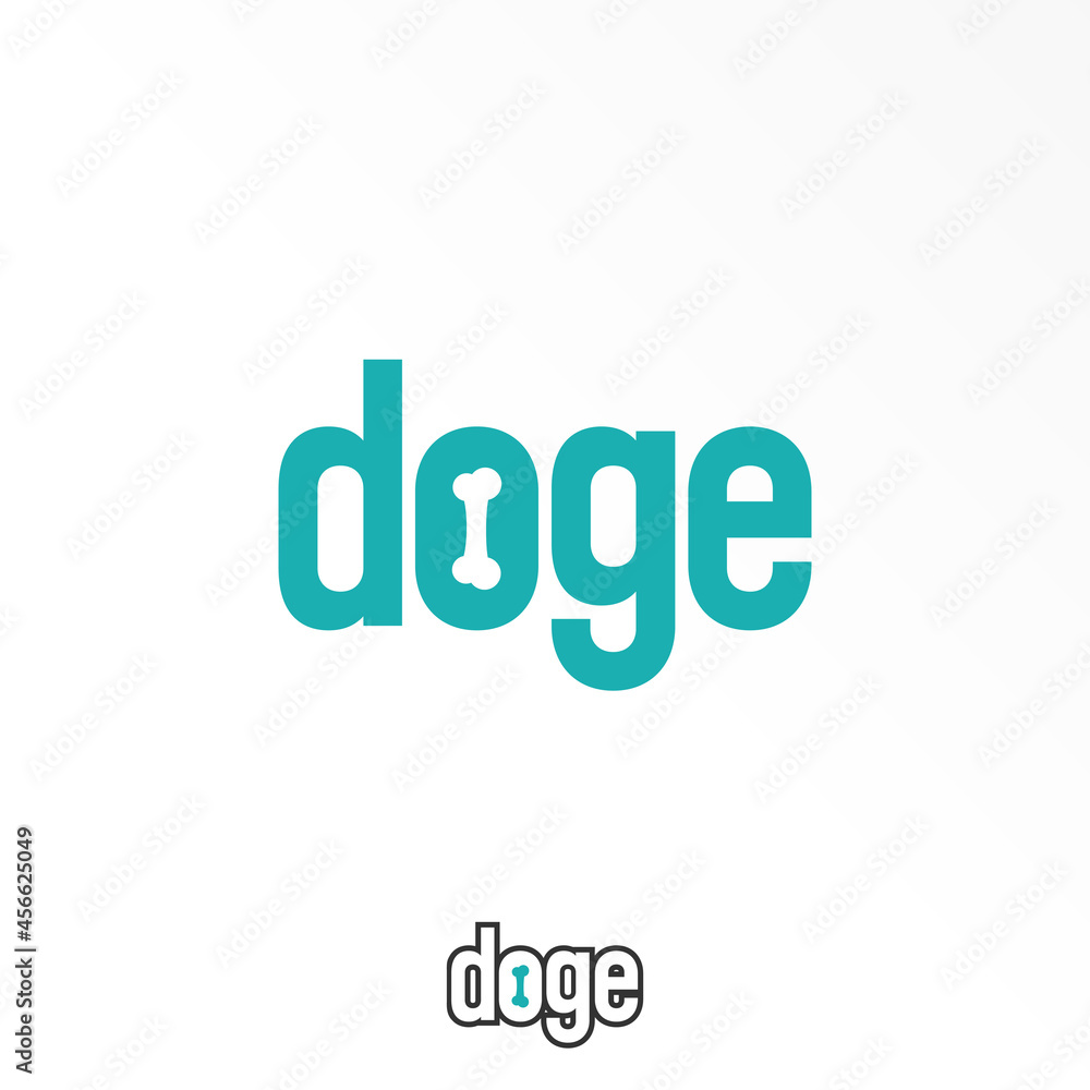 Letter or word DOGE sans serif font with Bone image graphic icon logo design abstract concept vector stock. Can be used as a symbol related to dog or initial.