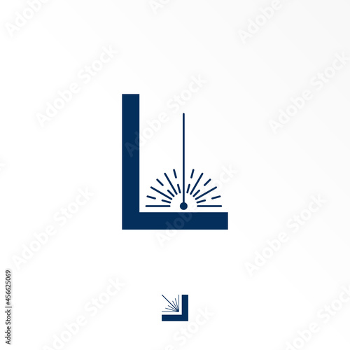 Letter or word L sans serif font with Splat in corner image graphic icon logo design abstract concept vector stock. Can be used as a symbol related to initial or Welding.