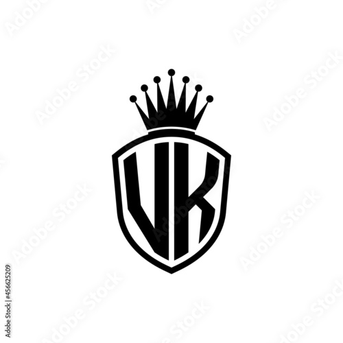 Monogram logo with shield and crown black simple VK
