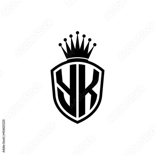 Monogram logo with shield and crown black simple YK