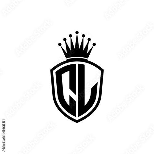 Monogram logo with shield and crown black simple CL