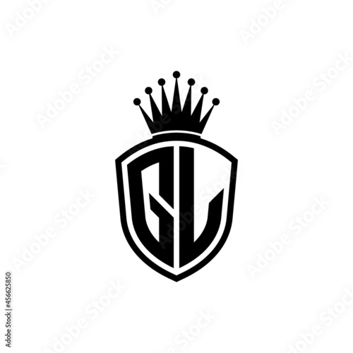 Monogram logo with shield and crown black simple GL