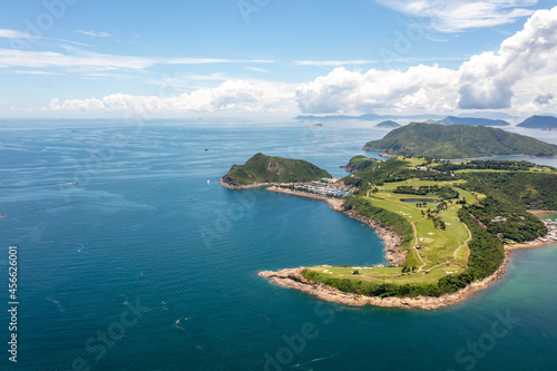 beautiful aerial view of the Clearwater Bay Golf and Country Club, Hong Kong, Summer © gormakuma
