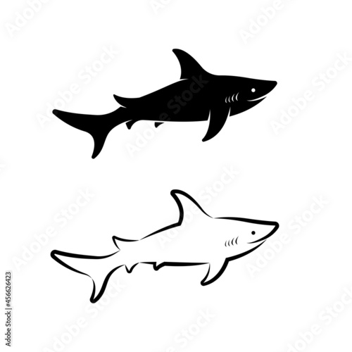 Vector of shark design on white background. Easy editable layered vector illustration. Wild Animals. Undersea animals.