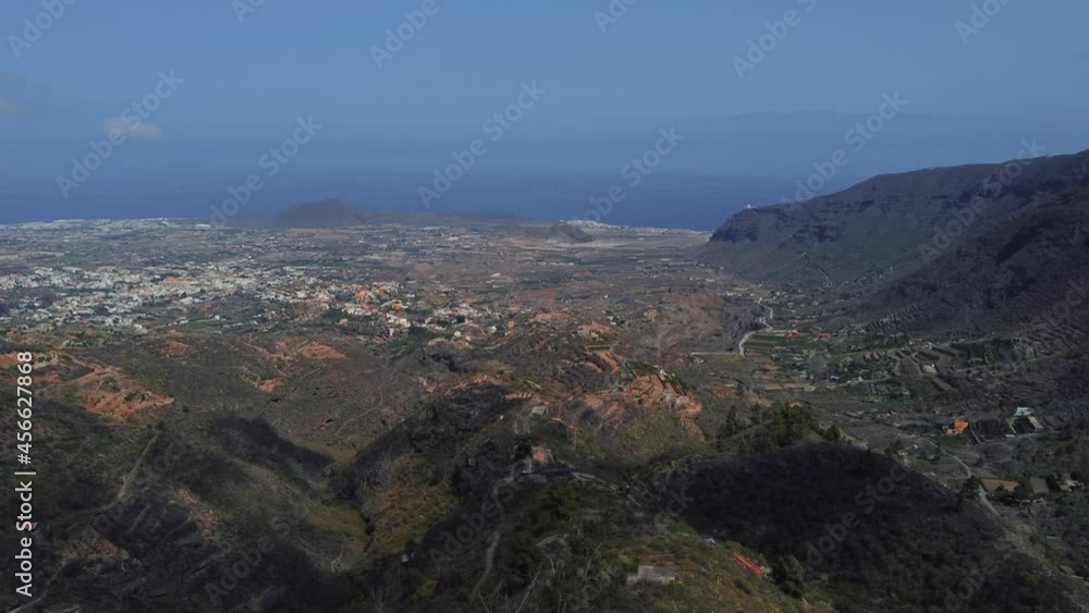 Magnificent View Of Valley And Mountains at Güímar, Tenerife Spain - aerial shot Magnificent View Of Valley And Mountains at Güímar, Tenerife Spain - aerial shot