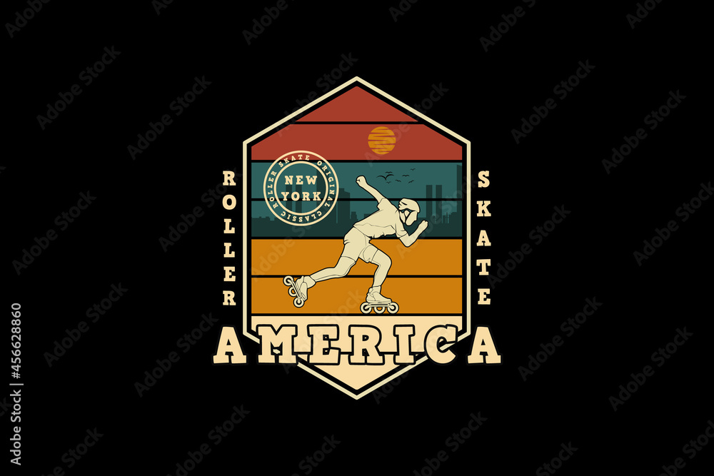 America roller skate, design silt retro style