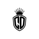 Monogram logo with shield and crown black simple CO