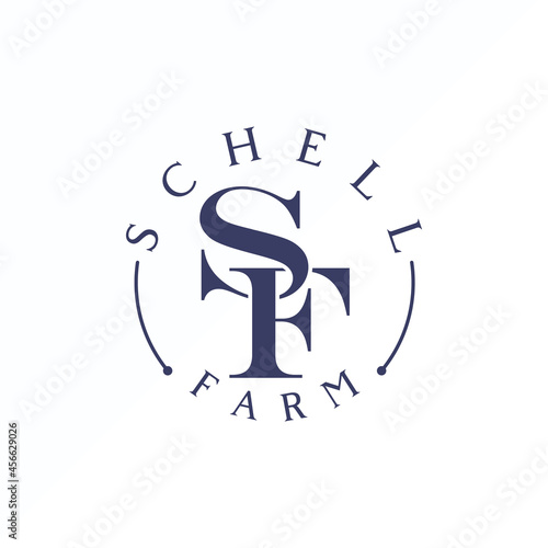 Letter or word SF serif font with merging image graphic icon logo design abstract concept vector stock. Can be used for symbol related to initial or classic