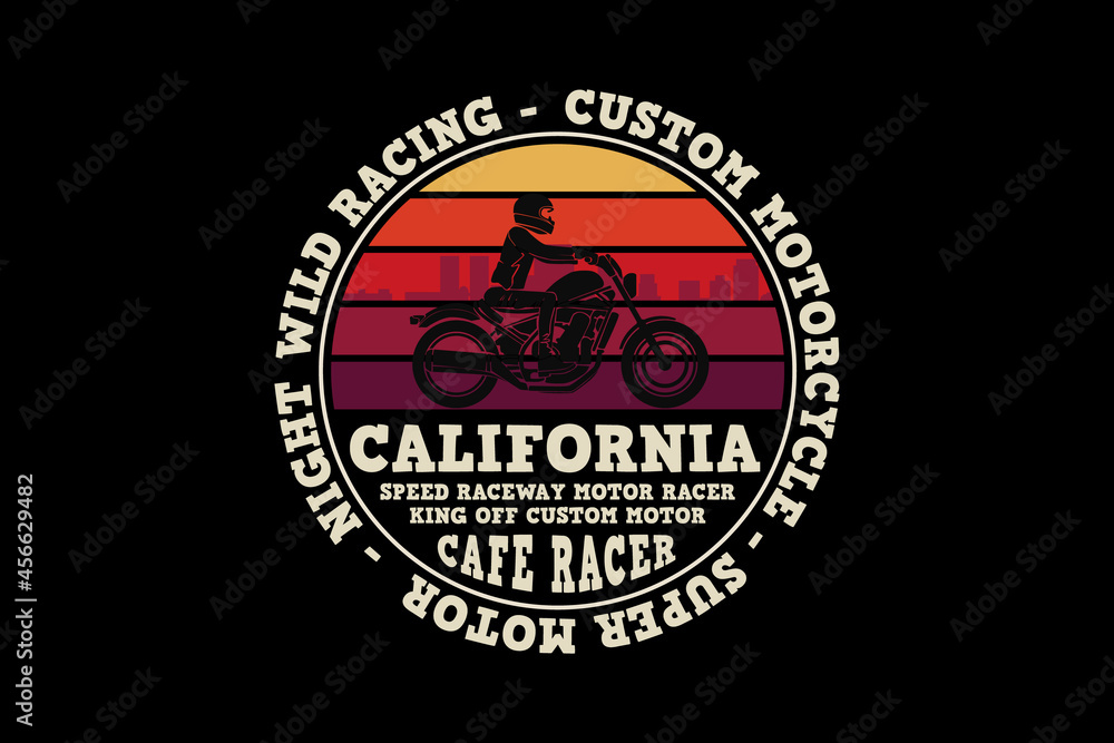 Custom motor california, design sleety retro style.