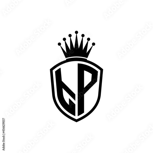 Monogram logo with shield and crown black simple TP