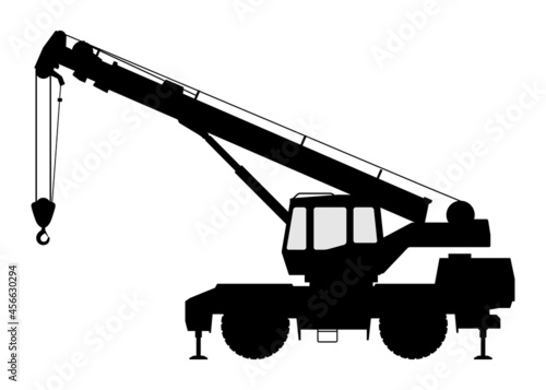 The crane Silhouette on a white background.