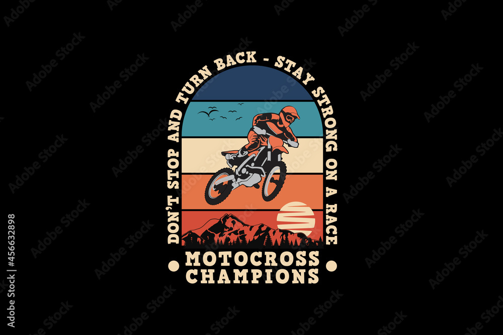 Motocross champions, design silhouette retro style